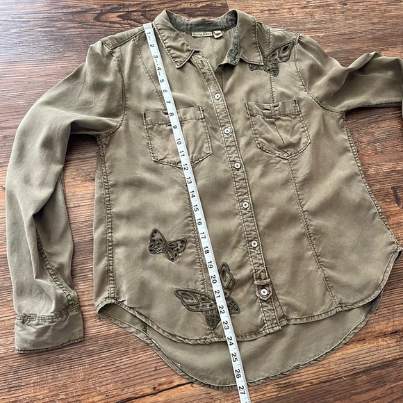 Holding Horses Army Green Butterfly Button Down Shirt Size 8 - Picture 9 of 13